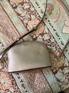 Michael Kors Metallic Taupe/Silver Dome Crossbody Bag